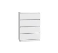 Home Collective Cassettiera bianca con quattro cassetti, camera da letto, corridoio, comodino, armadio, credenza, credenza, larghezza 70 cm, altezza 97 cm