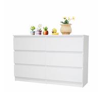 Home Collective Cassettiera bianca con sei cassetti, corridoio camera da letto, armadio, credenza, credenza, larghezza 120 cm, altezza 77 cm