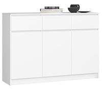 Home Collective Cassettiera bianca larga 140 cm con 3 cassetti e 3 ante, camera da letto e soggiorno, versatile per corridoi e camerette