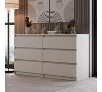 Home Collective Cassettiera, camera da letto, corridoio, armadio, credenza, credenza con 6 cassetti, larghezza 140 cm, altezza 75 | Beige