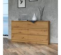 Home Collective Cassettiera, camera da letto, corridoio, armadio, credenza, credenza con 6 cassetti, larghezza 140 cm, altezza 75 | Artigianale