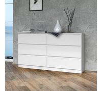 Home Collective Cassettiera, camera da letto, corridoio, armadio, credenza, credenza con 6 cassetti, larghezza 140 cm, altezza 75 | Bianco
