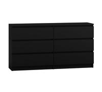 Home Collective Cassettiera, camera da letto, corridoio, armadio, credenza, credenza con 6 cassetti, larghezza 140 cm, altezza 75 | Nero