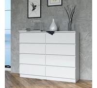 Home Collective Cassettiera, camera da letto, corridoio, armadio, credenza, credenza con 8 cassetti, larghezza 120 cm, altezza 97 | Bianco