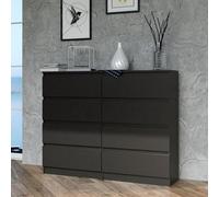 Home Collective Cassettiera, camera da letto, corridoio, armadio, credenza, credenza con 8 cassetti, larghezza 120 cm, altezza 97 | Nero