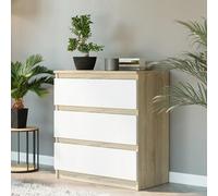 Home Collective Cassettiera con 3 cassetti mobile in legno cassettiera credenza credenza camera da letto soggiorno corridoio ufficio organizzatore | 70 × 76 × 40 cm Sonoma/Bianco