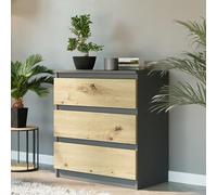Home Collective Cassettiera con 3 cassetti mobile in legno cassettiera credenza credenza camera da letto soggiorno corridoio ufficio organizzatore | 70 × 76 × 40 cm Antracite/Artigiano