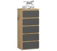 Home Collective Cassettiera con 5 cassetti, per camera da letto, corridoio, soggiorno, cassettiera con cassetti, larghezza 40 cm, altezza 92 cm, colore: grigio quercia