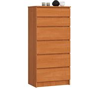 Home Collective Cassettiera con 6 ampi cassetti, larghezza 60 cm, altezza 130 cm, cassettiera camera da letto corridoio soggiorno organizer cassettiera credenza in legno, in Ontano