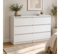 Home Collective Cassettiera con 6 cassetti 120x40x77 Bianco | Credenza, mobile contenitore, spazio contenitivo, camera da letto, ingresso, soggiorno, design senza maniglie
