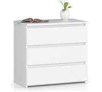 Home Collective Cassettiera con tre cassetti, elegante, per interni minimalisti, 57 x 60 cm, soggiorno, camera da letto, corridoio, armadio, credenza, credenza, molto spazio per riporre, bianco
