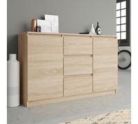 Home Collective Cassettiera, corridoio camera da letto, armadio, credenza, credenza con 3 cassetti e 2 ante, larghezza 120 cm, altezza 75 | Sonoma