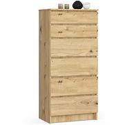 Home Collective Cassettiera in artisan rovere con 6 ampi cassetti, larghezza 60 cm, altezza 130 cm, cassettiera camera da letto corridoio soggiorno organizer cassettiera credenza in legno
