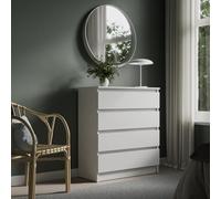 Home Collective Cassettiera Larga 76cm con 4 cassetti cassettiera Mobile Stretto in Legno credenza Alta Camera da Letto Soggiorno corridoio Ufficio organizzatore 76x87 cm (LxA) Bianco