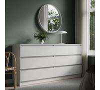 Home Collective Comò Credenza a 6 cassetti Comò da soggiorno | ampio spazio con 6 cassetti larghezza 160 cm | Mobili per camera da letto corridoio guardaroba e organizzazione | 160x77,5x35 cm bianco