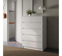 Home Collective Comò Credenza Comò a cassetti Credenza Alta | Ampio Spazio con 6 cassetti | Comò a cassetti per Camera da Letto Soggiorno corridoio Ufficio Organizer per mobili | 80x120x50 cm Bianco