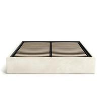 Home Collective Letto imbottito, 160x200 cm con contenitore Rete a doghe Telaio in metallo e rivestimento in velluto Letto boxspring 120x200 cm | Beige