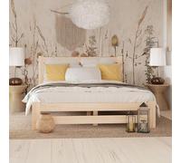 Home Collective Letto in legno 120 x 200 cm con rete a doghe, moderno letto in pino massiccio, letto matrimoniale, letto matrimoniale in legno massiccio, classico, confortevole e durevole, scandinavo