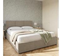 Home Collective Letto Matrimoniale Letto Imbottito Struttura Letto con Rete a doghe e Contenitore 120x200, 140x200, 160x200, 180x200 cm, testiera a 3 Pannelli | Velluto Morbido | 160x200 cm | Tortora