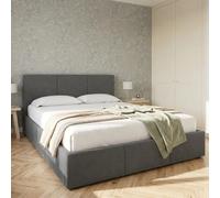 Home Collective Letto Matrimoniale Letto Imbottito Struttura Letto con Rete a doghe e Contenitore 120x200, 140x200, 160x200, 180x200 cm, testiera a 3 Pannelli Velluto Morbido 160x200 cm Grigio Cenere