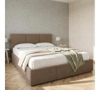 Home Collective Letto Matrimoniale Letto Imbottito Struttura Letto con Rete a doghe e Contenitore 120x200, 140x200, 160x200, 180x200 cm, testiera a 3 Pannelli | Velluto Morbido | 120x200 cm | caffè