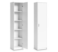 Home Collective Libreria Armadio Scaffale Bianco 40x180 cm con 4 Ripiani Regolabili, Armadio Organizzatore Multiuso in Legno per Camera, Corridoio, Cantina, Ufficio e Archiviazione Parete Stretto