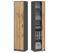 Home Collective Libreria in rovere antracite, 40x180 cm, con 4 ripiani regolabili. Ideale per la camera da letto, il corridoio, la cantina o l'ufficio. Mobile organizzatore multiuso