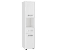 Home Collective Mobile da bagno stretto bianco con 2 ante e cassetto, alto 140 cm, largo e profondo 30 cm