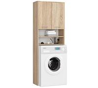 Home Collective Mobile per lavatrice 64x30x180 cm, mobile alto da bagno, con 2 ante e 4 ripiani mobiletto da bagno mensola da bagno corridoio sonoma