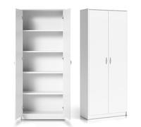 Home Collective Scaffale multiuso Bianco 74 x 180 cm con quattro ripiani Armadio per lo stoccaggio Armadio per la casa Organizzatore in legno per camera da letto corridoio cantina ufficio