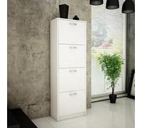 Home Collective Scarpiera con 4 cassetti incernierati, scarpiera con 4 scomparti con bordi arrotondati morbidi, larghezza 50 cm, parte superiore laminata, finitura opaca, scarpiera salvaspazio Bianco