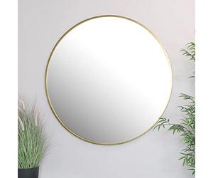 Home Collective Specchio 80x80cm Tondo da Parete con Cornice in Metallo Oro | in Diverse Dimensioni per Il Bagno, Il corridoio, Il Soggiorno, la Sala da Pranzo o Lo Specchio cosmetico