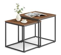 Home Collective Tavolino Set di 2 Tavolini Quadrati Design Loft 2 in 1 Superficie Antigraffio Nidificabile Soggiorno | Rovere Rustico largo 50 cm e 45 cm con gambe nere