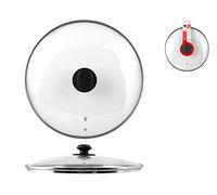Home Coperchio con Bordo in Acciaio Inox, Plastica/Vetro, Trasparente/Nero, 40 cm