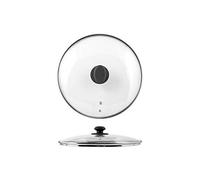 HOME Coperchio con Bordo, Vetro, Trasparente/Nero, 28 cm