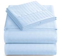Home Couture Italian 1500 Thread Count 100% Egyptian Striped 4PC King Sheet Set, Azzurro
