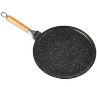 Home Crepiera Antiaderente con Manico in Legno, Alluminio, Nero, 28 cm