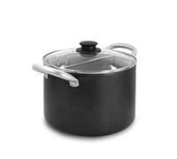 Home Cuoci Pasta in Alluminio cm 22 con 2 Cestelli Forati in Acciaio Inox e Coperchio in Vetro Trasparente - Lavabile in Lavastoviglie