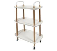 HOME DECO FACTORY Carrello Kaleo con Ruote a Scomparti Bianco | Carrello Kaleo, ruote, ripiani e scomparti, linee essenziali, cucina o salotto, mobile, bianco e marrone
