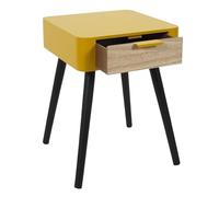HOME DECO FACTORY Comodino 1 Cassetto in Legno Camera Giallo Senape | Legno ingegnerizzato, comodino, 1 cassetto, camera, design moderno, compatto, 35x48x40 cm, giallo senape e nero
