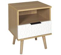HOME DECO FACTORY Comodino Scandinavo con Cassetto in Legno Bianco | Legno, comodino scandinavo, cassetto contenitore, camera salotto o sala da pranzo, compatto, 40x49x35 cm, bianco