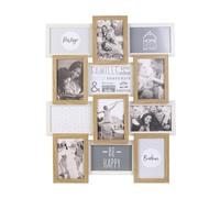 HOME DECO FACTORY - Cornice portafoto multipla alla rinfusa, con 12 foto, in legno, motivo ricordo, in MDF, vetro, beige bianco, 44 x 3 x 58 cm, HD4218