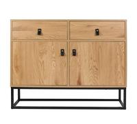 HOME DECO FACTORY Credenza Legno e Metallo 4 Cassetti Autentico Naturale | Legno ingegnerizzato e metallo, credenza, 4 cassetti, stile autentico, contenimento pratico, 100x29x80 cm, naturale e nero