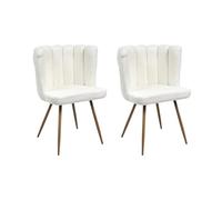 HOME DECO FACTORY, HD0057, Set di 2 Sedie Ariel Bouclette Bianco M2, Natural Crush, Mobili, Seduta, Sedia Poltrona da Tavolo, 52x82,5x54 cm, altezza seduta 49 cm, Bianco Nero