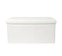 HOME DECO FACTORY, HD0059, Panca pieghevole Bouclette bianca, Natural Crush, mobili, seduta, cassapanca e panca pieghevole, 76x38x38 cm, altezza seduta 38 cm, bianco