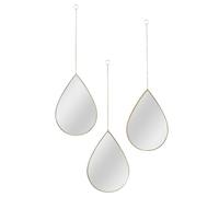 HOME DECO FACTORY, HD0108, Specchio Decorativo a Goccia sospeso Oro, Set di 3, Design Elegante e Raffinato, Perfetto per Il Soggiorno o Il Bagno, Facile da installare, Dimensioni 30x60 cm, Colore Oro