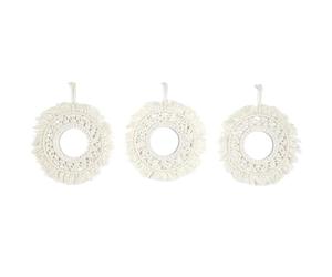 HOME DECO FACTORY, HD0177, Specchio Decorativo Boho macramè, Elegante e Luminoso, Ideale per Personalizzare i Tuoi Interni, Facile da installare, H28 cm, Beige