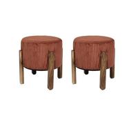 HOME DECO FACTORY, HD0336, Set di 2 sgabelli Cotele Scott in terracotta, morbidezza, mobili, seduta, panca e sgabello, 35,5 x 35 x 35 cm, altezza seduta 30 cm, marrone terracotta