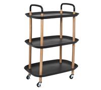 HOME DECO FACTORY, HD0439, carrello Kaleo Nero, Linee pulite, Funzionale con scaffali e scomparti per l'archiviazione, Mobilità grazie alle ruote pivotanti, Montaggio semplice e veloce