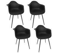 HOME DECO FACTORY, HD0491, Set di 4 Eleganti poltrone dal Design Nero, Comfort ottimale, Versatili per Soggiorno o Ufficio, di Facile Manutenzione, durevoli - Dimensioni: 62x85x59 cm, Colore: Nero